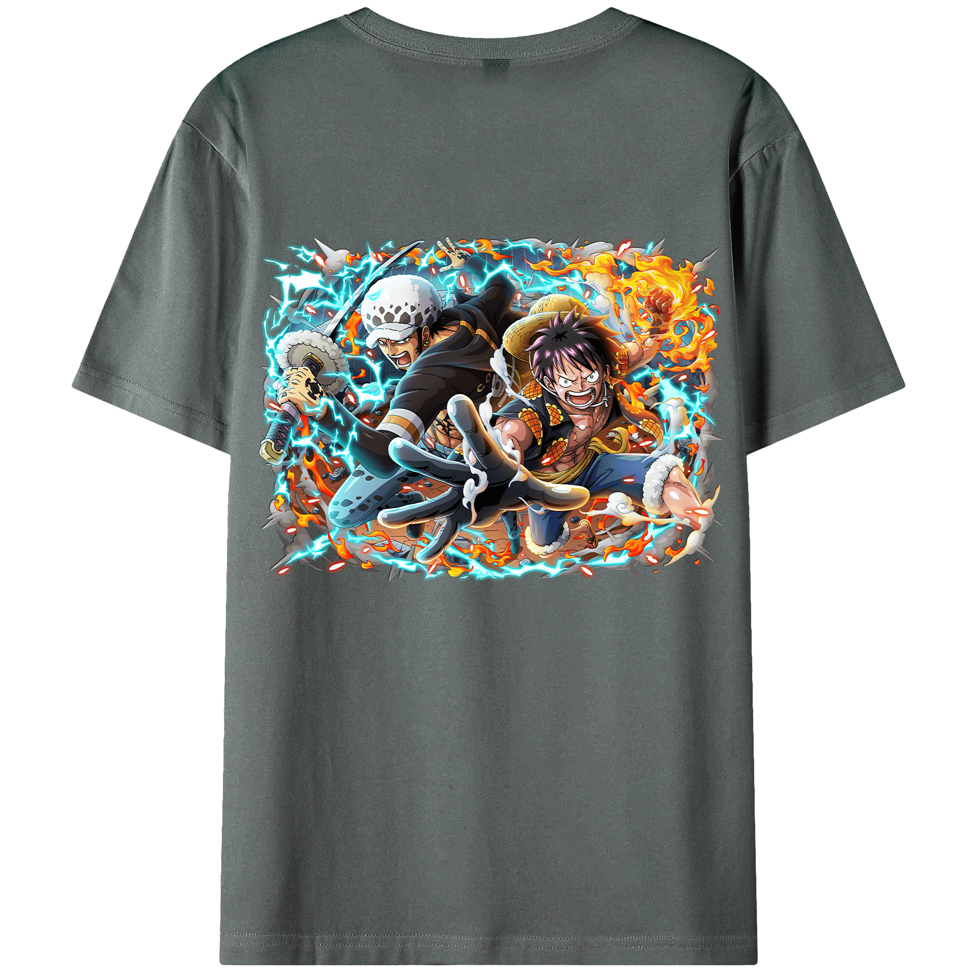 ワンピース モンキー・D・ルフィ ONE PIECE Monkey D. Luffy 綿100％ メンズ半袖Tシャツ（バックプリント） 通気性
